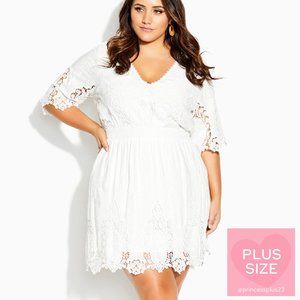 City Chic | *PLUS SIZE* | Lust Crochet Dress - Ivory